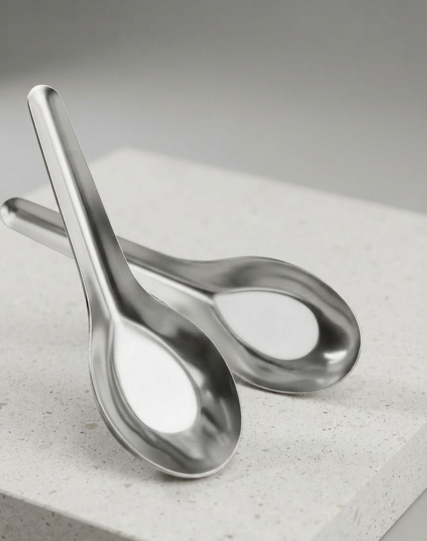 12-Piece Stainless Steel Asian Soup Spoon Set – Premium Tableware