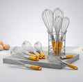 Stainless Steel Kitchen Whisk Set with Yellow Handles
