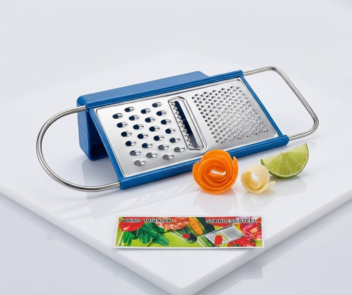 Stainless Steel Multi-Purpose Kitchen Grater with Blue Frame