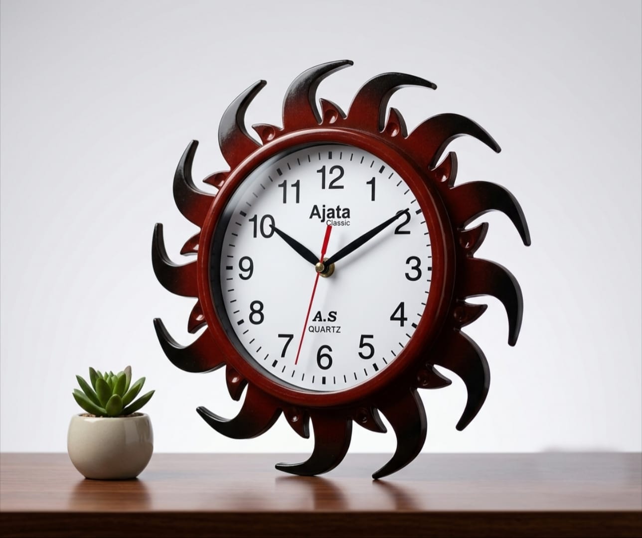 Ajata Classic Sunburst Wooden Wall Clock – 61 characters