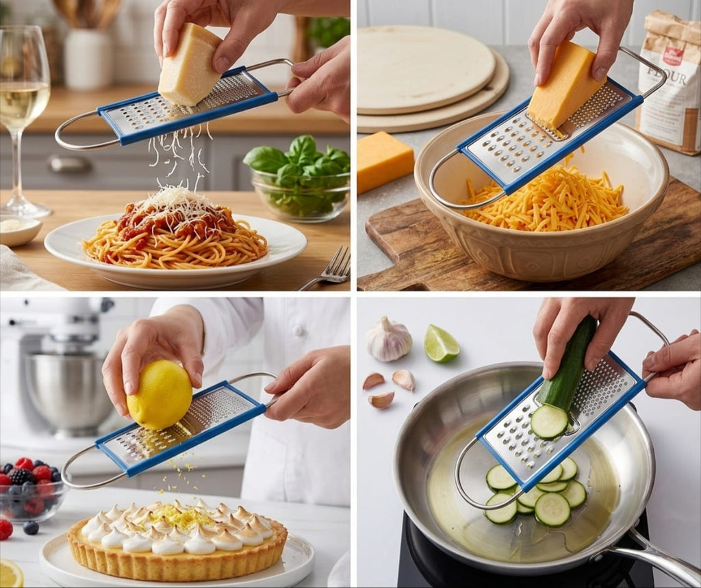 Stainless Steel Multi-Purpose Kitchen Grater with Blue Frame