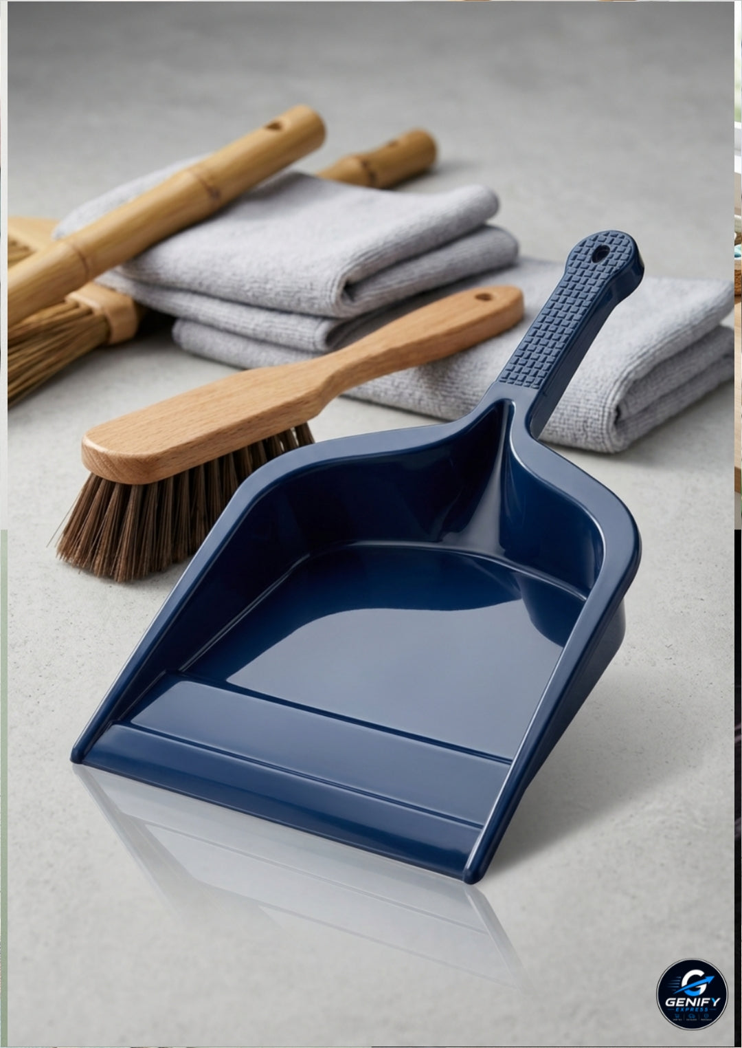 Ergonomic Navy Blue Handheld Dustpan for Quick Home Cleanup