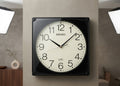 Seiko Square Wall Clock – Modern Black Frame with Cream Dial
