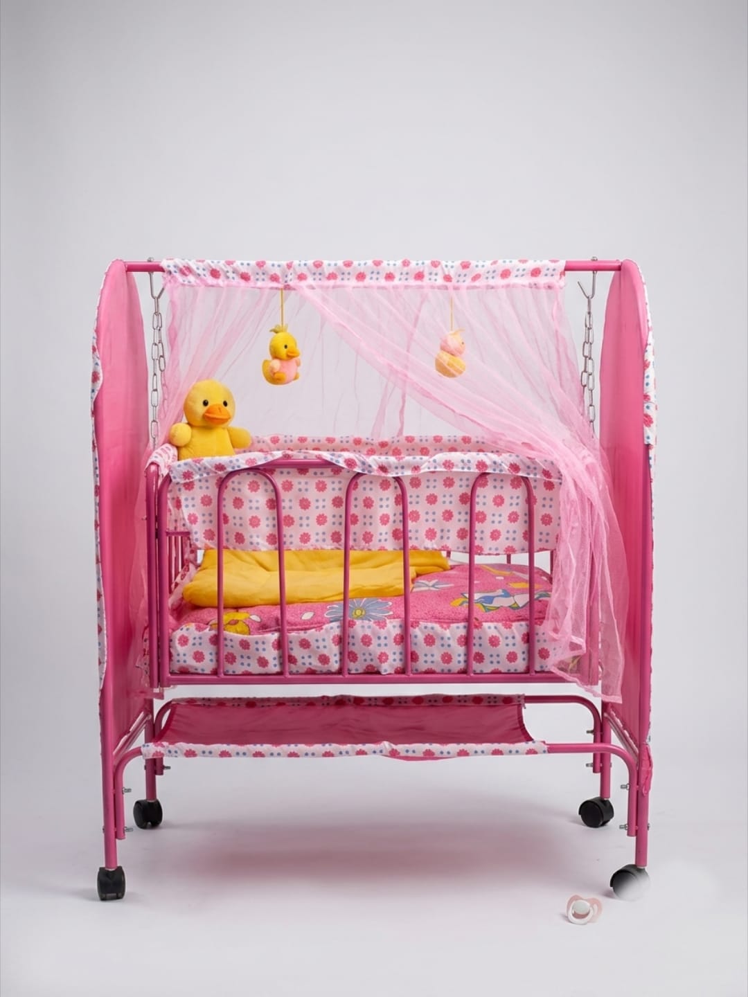 Portable Pink Hanging Baby Cradle with Mosquito Net