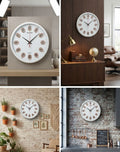 Seiko Round Wall Clock with Ornate Bronze Numbers – White Dial