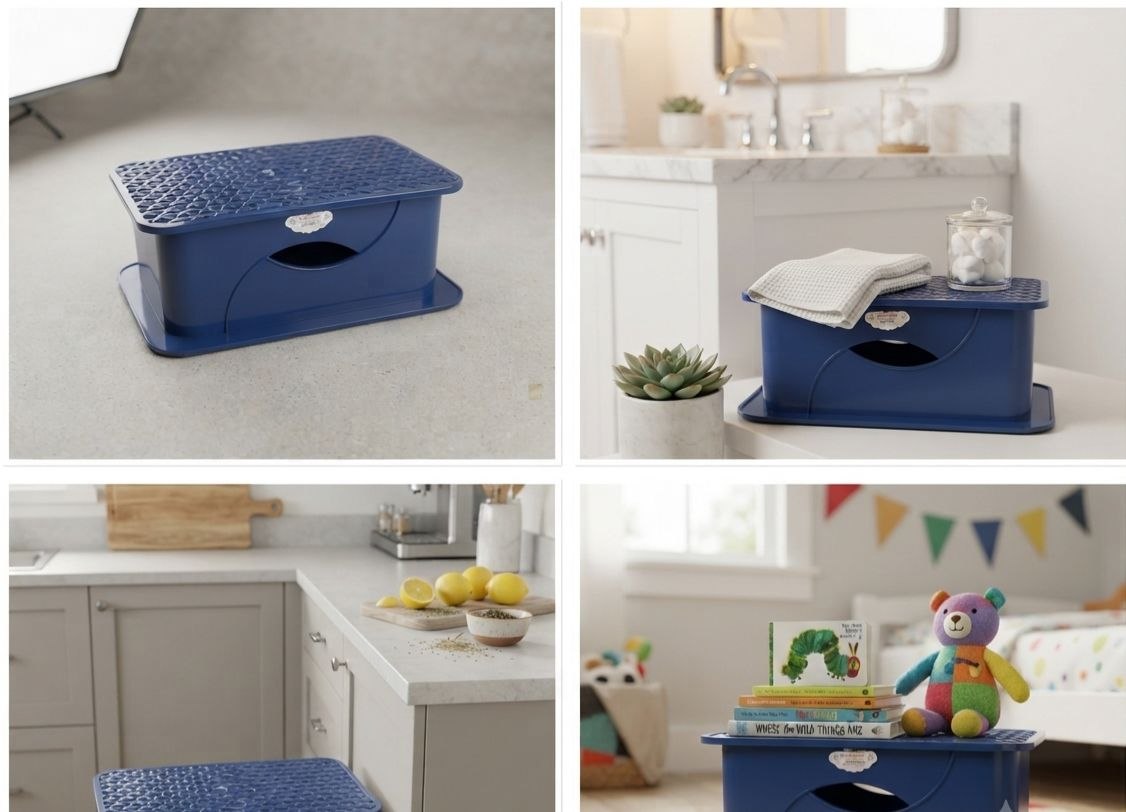 Portable Non-Slip Step Stool for Kids and Adults – Durable Blue