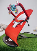 Red Baby Bouncer Chair with Toy Bar and Mesh Seat