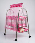 Portable Pink Polka Dot Baby Cradle with Mosquito Net